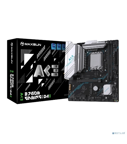 Материнская плата Maxsun MS-B760M GAMING WIFI ACE D4 II (Socket 1700, mATX, 2*DDR4(64b), DP/HDMI, 3*SATA3, 2*M.2, 1xPCI-E x16 /1xPCI-E x1, 2*USB 2.0, 4*USB 3.2 GEN1, LAN 1*1G, Bluetooth, Wi-Fi 802.11ax, RTL)