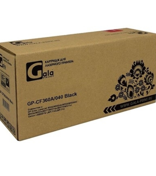 Тонер GalaPrint GP-CF360/CF380/CF400/CF410/CF450/CF530/CF540/CE400/CE410 для принтеров HP CLJ M154/M180/M181/M252/M254/M274/M277/M280/M281/M351/M375/M377/M451/M452/M475/M476/M477/M551/M552/M553/M570/M575/M577/M652/M653/M681/M682 черный 500гр (H108) PET Фас РФ (химический)