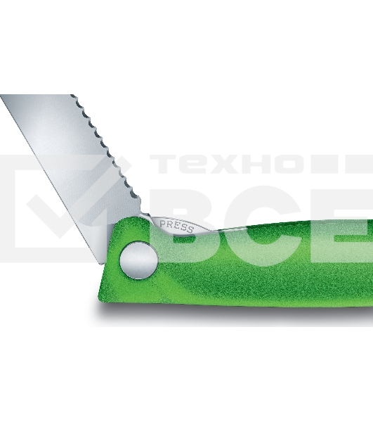 Нож кухонный Victorinox Swiss Classic (6.7836.F4B) стальной для овощей лезв.110мм серрейт. заточка зеленый блистер