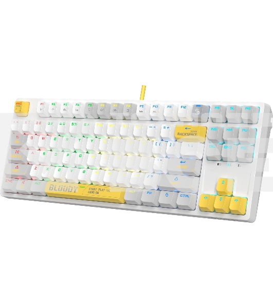 Клавиатура A4Tech Bloody S87 Energy (S87 USB ENERGY WHITE) проводная USB белый/жёлтый