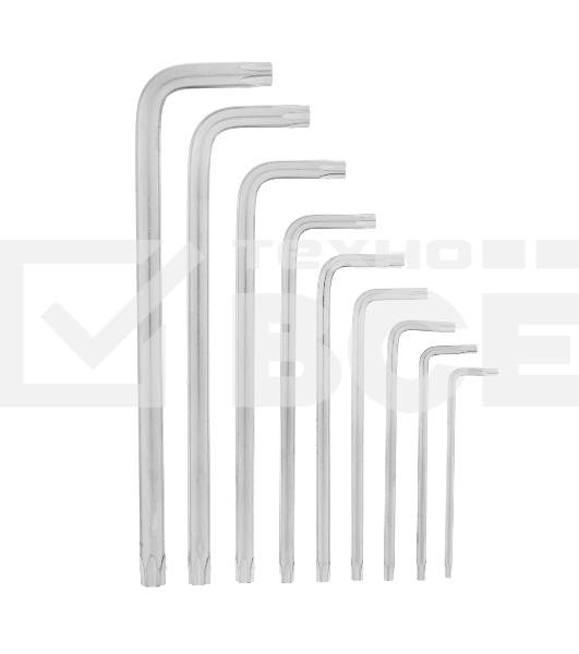 Набор ключей MATRIX имбусовых TORX, 9 шт: T10-T50, CrV, удлиненные, сатин. MATRIX 12306