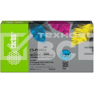 Картридж струйный Cactus CS-F9J80A 727 серый (300 мл) для HP Designjet T920/T930/T1500/T1530/T2500/T2530