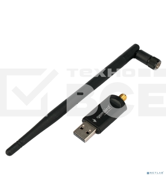 Сетевой адаптер Wi-Fi+Bluetooth Gembird WNP-UA-019, двухдиапазонный с антенной, 600Мбит, USB, 802.11b/a/g/n/a