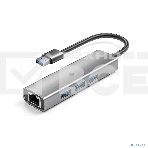 Разветвитель-сетевая карта USB 3.2 Gen1 (USB 3.0) ORIENT JK-340N (5 Гбит/c), порты: 3xUSB-A + RJ45 Gigabit Ethernet, RTL8153, 100/1000 Мбит/с, кабель USB Type-A, алюминиевый корпус, серебристый (33308), фото4