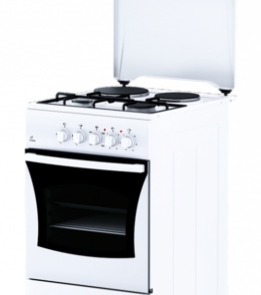 Плита комбинированная Flama RK 2211 белый, конфорок 4 шт, духовка 50 л, 50 см x 85 см x 60 см
