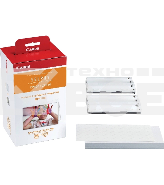 Набор Canon RP-108 (8568B001) бумага (10x15см) и цветные красители для SELPHY CP1200. 108 страниц.