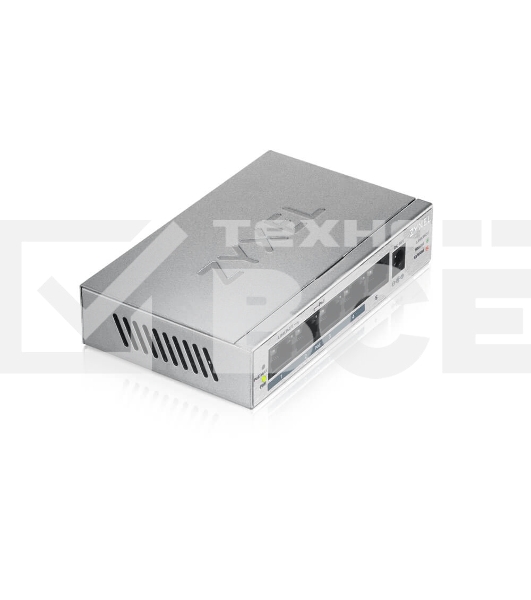 Коммутатор Zyxel GS1005HP Switch PoE +, 5xGE (4xPoE +), desktop, metal, silent, PoE budget 60 W