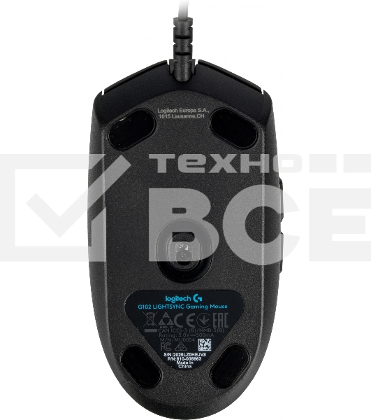 Мышь проводная Logitech G102 LIGHTSYNC черный, 8000 dpi, USB, кнопки - 6