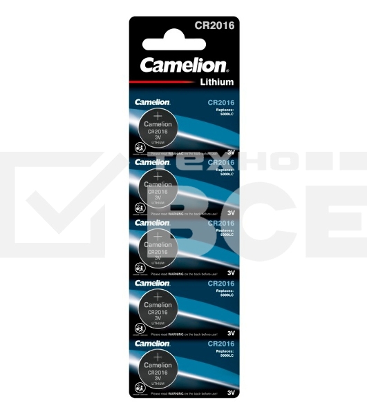 Элемент питания литиевый Camelion CR CR2016 BL-5 (блист.5шт)