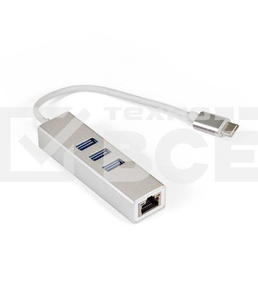 Кабель-адаптер ExeGate EXE-77C-45 (USB3.0 Type C --> 3xUSB3.0 + 1xRJ45 UTP 1000Mbps RLT8153)