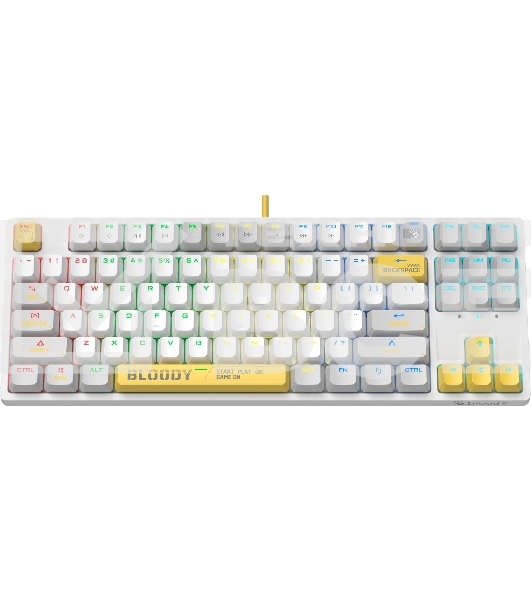 Клавиатура A4Tech Bloody S87 Energy (S87 USB ENERGY WHITE) проводная USB белый/жёлтый
