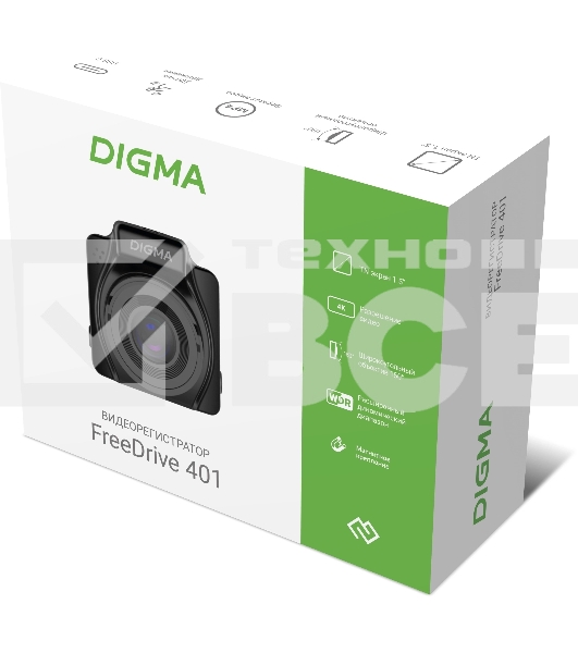 Видеорегистратор Digma FreeDrive 401 черный 4Mpix 2160x3840 2160p 170гр. NTK96675