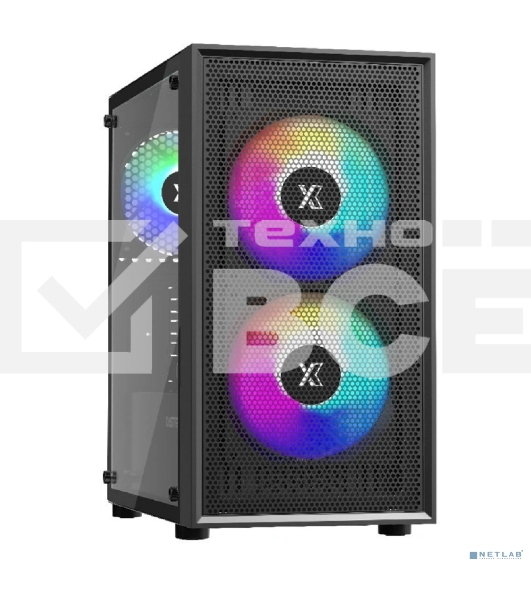 Компьютерный корпус XASTRA A305M 3FRGb Black mATX/Mesh/ tempered glass / 2x140мм + 1x120мм FRGb fans/ A305M-2FC14F-1FC12F