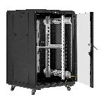 Шкаф телекоммуникационный 19' напольный 18U ExeGate EC-FS-18U.600.800.G.BLACK (19”, 18U, 600x800x987mm (ШхГхВ), передняя дверь закаленное стекло, задняя перфорированная дверь, съемные боковые панели, пыле- и влагозащита IP20, встроенный вентиляционный модуль, 1 полка в комплекте, черный RAL 9004, 3 коробки), фото7