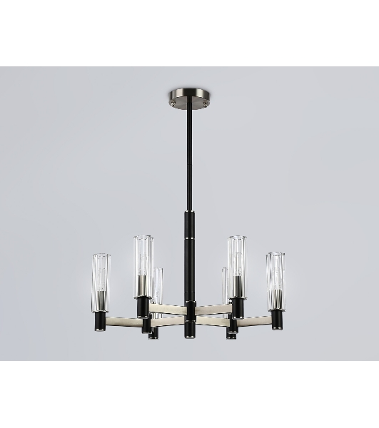 Люстра Ambrella light LH55501/6 SN/BK/CL сатин никель/черный/прозрачный E14*6 max 40W D570*760