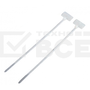 Стяжка пластиковая нейлоновая с площадкой для маркировки 3,6х205 мм, белый, 100 шт
