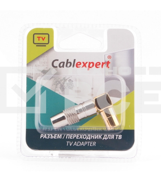 Разъем Cablexpert TVPL-08,TV (мама) позолоченный, латунь OD8.5, 90 градусов, блистер