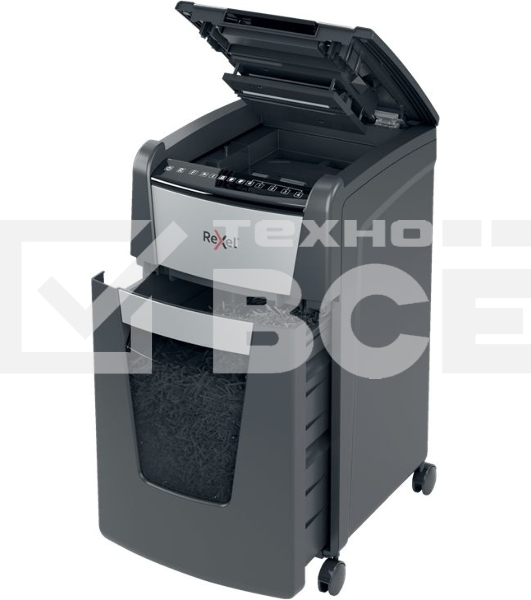 Шредер Rexel Optimum AutoFeed 300X черный с автоподачей (секр.P-4)/фрагменты/300лист./60лтр./скрепки/скобы/пл.карты