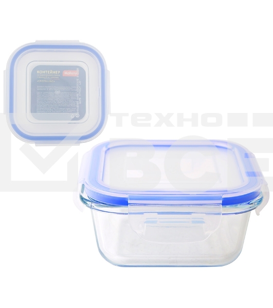 Контейнер из жаропрочного стекла с крышкой из пластика, 0,53 л, CRISTALLINO, tm Mallony