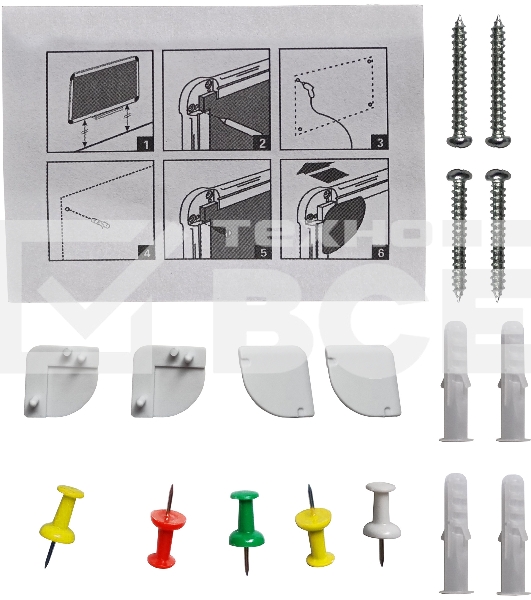 Доска офисная 654005-02 пробковая, 60х90см, 1 секция, 1 рабочая поверхность, алюминиевая рамка, карт