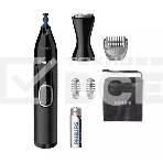 Триммер Philips для носа и ушей, черный, корпус - пластик, 3 насадки-гребня, насадка - триммер, щеточка для очистки, мягкий чехол, батарейка, фото 1
