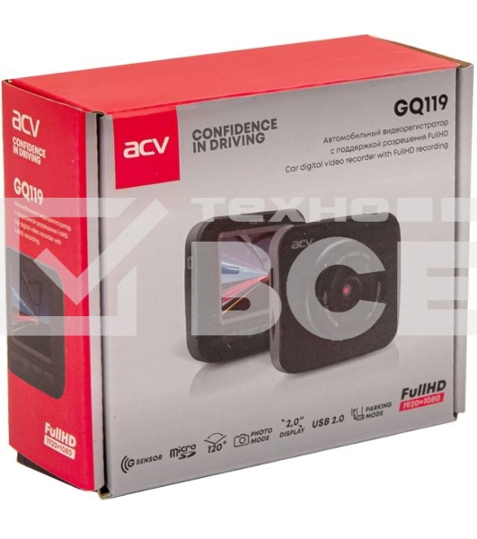 Видеорегистратор ACV GQ119 черный 1080x1920 1080p 120гр. GP2247