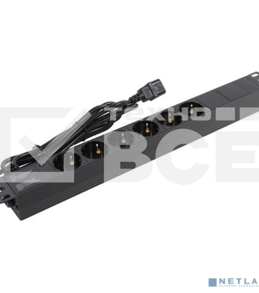 Блок розеток горизонтальный ExeGate ServerPro PDU-19H604 Al-6S-C14-2.5, 19