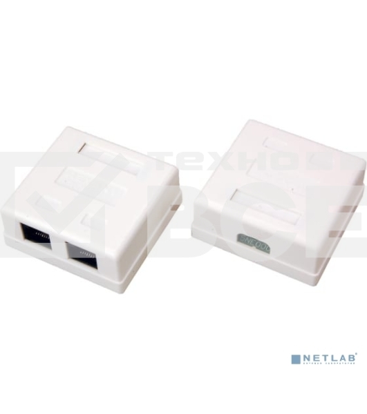 Розетка сетевая LAN, на стену, (2 гнездо 8Р8С (Rj-45), 5e кат)