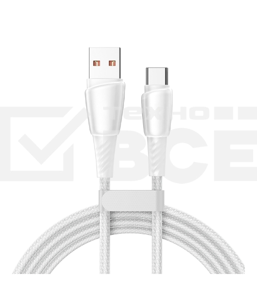 Кабель USB-A – Type-C, 5А, 100Вт, 1м, в белой нейлоновой оплетке Rexant