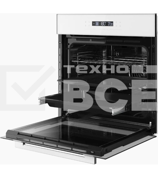 Встраиваемый духовой шкаф Kuppersberg HO 615 W, электрический, High-Tech, 60 см, объем 73 л, 10 режимов, 6 автропрограмм, доводчик двери, сенсорное управление, макс. Температура 250 градусов, дисплей, таймер, телескопические направляющие на 1 уровень, цве
