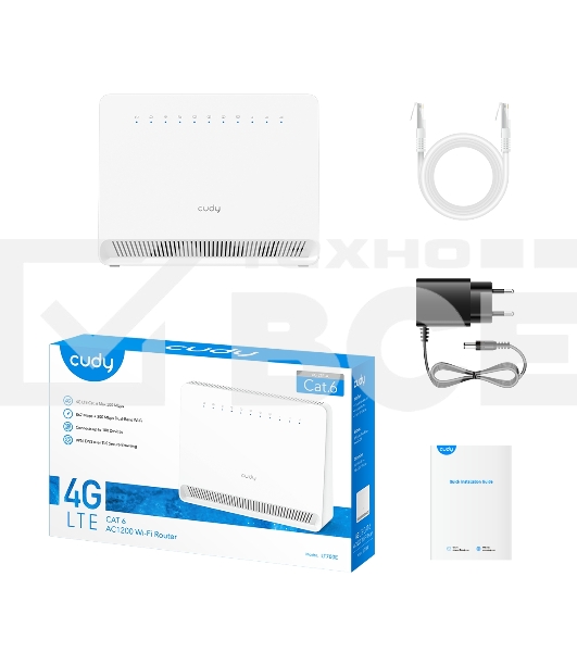 Маршрутизатор AC1200 Wi-Fi 4G LTE Cat 6 Gigabit Router, 4 10/100/1000M RJ45 Ports,  Nano SIM Slot, Quectel module inside,build-in 4G LTE modem, 300Mbps at 2.4GHz + 867Mbps at 5GHz, Internal Antennas,  PPTP/L2TP/OpenVPN/WireGuard VPN, DNS over Cloudflare/G