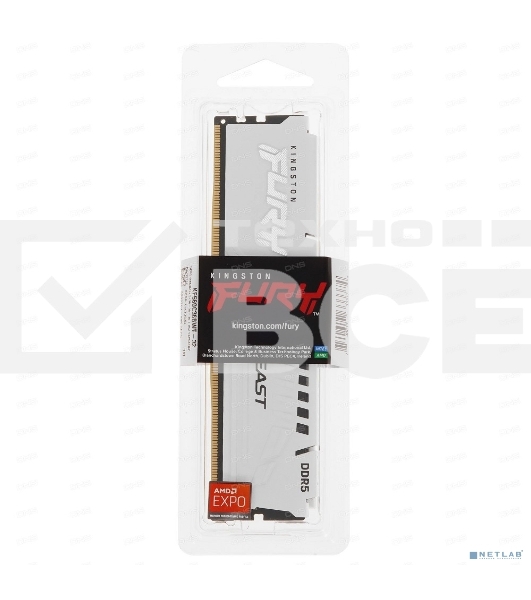 Оперативная память Kingston Fury Beast, DDR5, 32GB (1x32GB), 6000MHz, CL36, с радиатором, белый