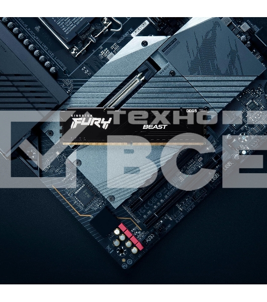 Оперативная память Kingston Fury Beast, DDR5, 32GB (2x16GB), 6000MHz, CL30, DIMM, с радиатором, черный