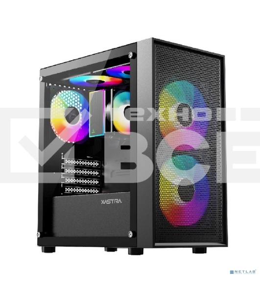 Компьютерный корпус XASTRA A305M 3FRGb Black mATX/Mesh/ tempered glass / 2x140мм + 1x120мм FRGb fans/ A305M-2FC14F-1FC12F