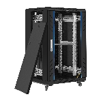 Шкаф телекоммуникационный 19' напольный 18U ExeGate EC-FS-18U.600.800.G.BLACK (19”, 18U, 600x800x987mm (ШхГхВ), передняя дверь закаленное стекло, задняя перфорированная дверь, съемные боковые панели, пыле- и влагозащита IP20, встроенный вентиляционный модуль, 1 полка в комплекте, черный RAL 9004, 3 коробки), фото6