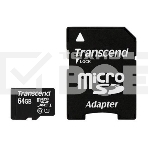 Флеш карта microSDXC 64Gb Class10 Transcend TS64GUSDU1 + adapter, фото 1