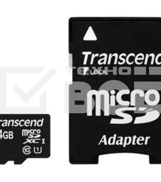 Флеш карта microSDXC 64Gb Class10 Transcend TS64GUSDU1 + adapter