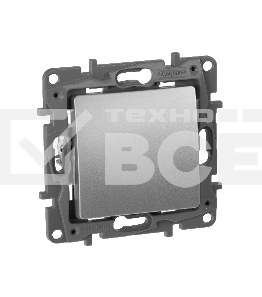 Переключатель одноклавишный, автоматические клеммы, Etika, 10AX, 250В~, алюминий