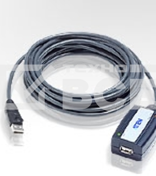 Кабель удлинитель активный(с усилителем) USB 2.0 AM/AF 5m, ATEN UE250-AT, 4 pin, опрессованный, серый