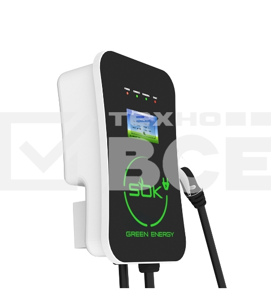Зарядная станция S'OK Green Energy M3W Series Wallbox EV Charger SM3W10732542-5, 1-phase, 7kw (32a/ 220v), ocpp 1.6j, ip54, кабель 5м