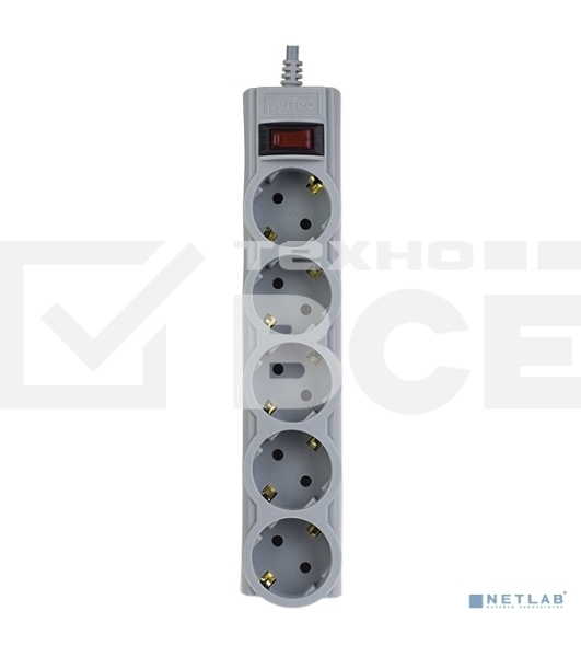 Сетевой фильтр Perfeo 'POWERX', PF_A4717 (3,0 м, 5 розеток, серый)