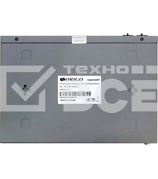 Неуправляемый PoE-коммутатор ORIGO Unmanaged Switch 8x1000Base-T PoE, 2x1000Base-X SFP, PoE Budget 120W, 19