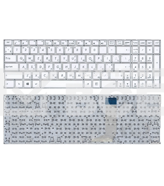 Клавиатура для ноутбука Asus X756 белый без рамки (горизонтальный Enter)