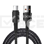 Кабель Rexant USB-A - Type-C, 6А, 120Вт, 1м, в черной нейлоновой оплетке, фото 1