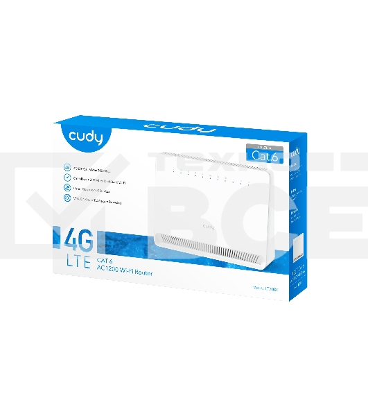 Маршрутизатор AC1200 Wi-Fi 4G LTE Cat 6 Gigabit Router, 4 10/100/1000M RJ45 Ports,  Nano SIM Slot, Quectel module inside,build-in 4G LTE modem, 300Mbps at 2.4GHz + 867Mbps at 5GHz, Internal Antennas,  PPTP/L2TP/OpenVPN/WireGuard VPN, DNS over Cloudflare/G