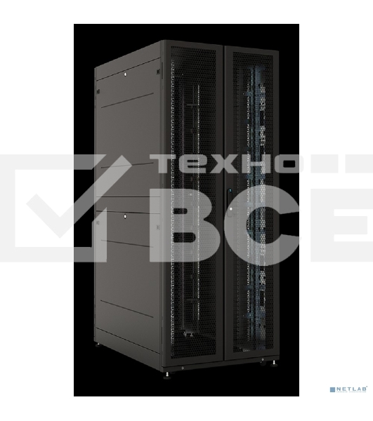 Шкаф серверный ПРОФ напольный 42U (800  1200) двери двойные перф. 2 шт., черный, в сборе