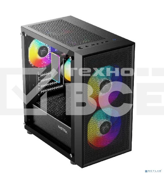 Компьютерный корпус XASTRA A305M 3FRGb Black mATX/Mesh/ tempered glass / 2x140мм + 1x120мм FRGb fans/ A305M-2FC14F-1FC12F