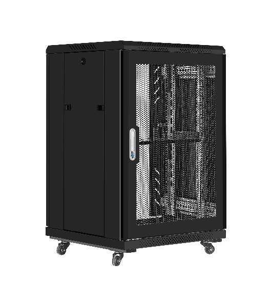Шкаф телекоммуникационный 19' напольный 18U ExeGate EC-FS-18U.600.800.G.BLACK (19”, 18U, 600x800x987mm (ШхГхВ), передняя дверь закаленное стекло, задняя перфорированная дверь, съемные боковые панели, пыле- и влагозащита IP20, встроенный вентиляционный модуль, 1 полка в комплекте, черный RAL 9004, 3 коробки)