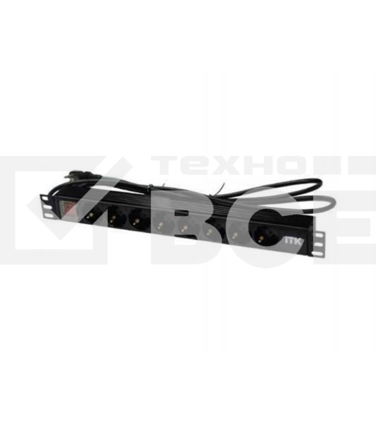 Блок розеток 19 (8шт)PDU с LED выкл.алюм.профиль 1U шнур 2м вилка DIN49440 (нем.станд.)  PH12-8D1  ITK