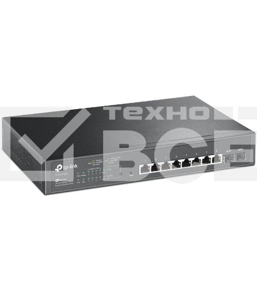 Коммутатор TP-Link JetStream 10-Port Gigabit Smart Switch with 8-Port PoE+, 8× Gigabit PoE+ Ports, 2× Gigabit SFP Slots, 802.3at/af, 150 W PoE Power, 1U 13-inch Rack-mountable Steel CaseIntegration with Omada SDN Controller, 802.1Q VLAN, STP/RSTP/MSTP, IG